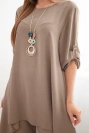 Set Bluse + Hose mit Anhänger mocca