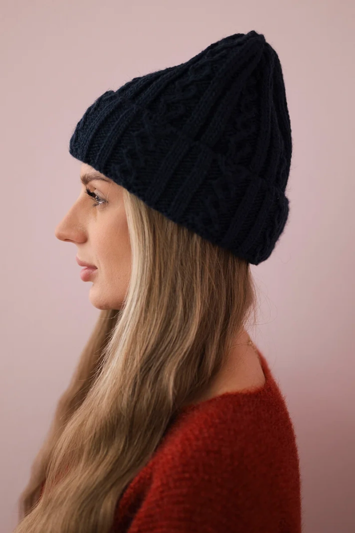 Cap with turn up Marzena K206 navy blue
