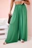Women's wide viscose trousers with elastic waistband green