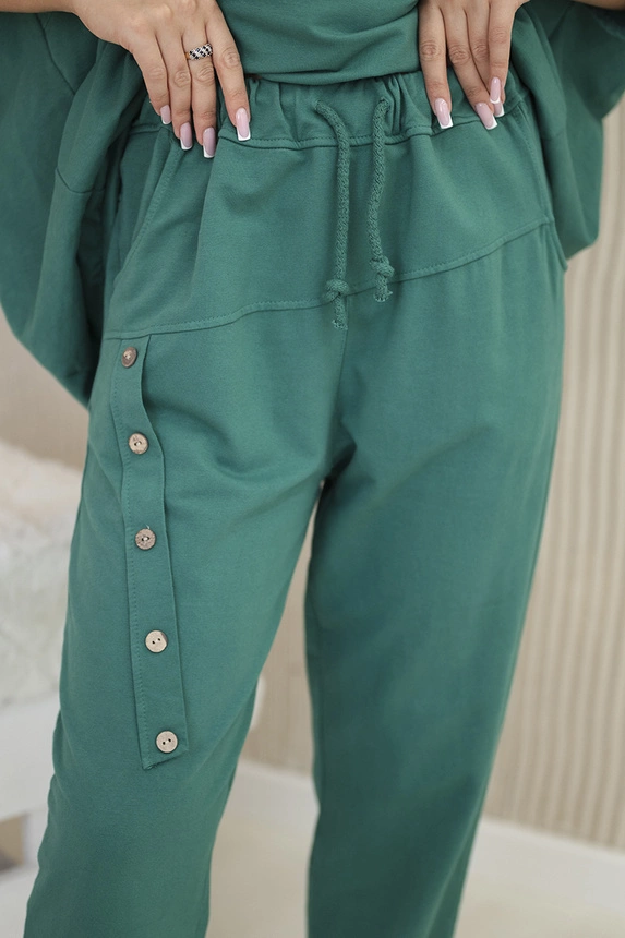 Oversize medvilnės komplektas džemperio + kelnės žalias