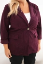Damen Plus-Size Cordjacke mit Revers und Taschen Pflaume