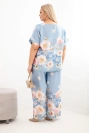 Plus-Size-Damen-Set mit Bluse und Hose mit Blumenmuster und weitem Bein blau