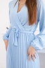Dress tied with a pleated hem blue