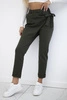 Viscose trousers tied with an asymmetrical front khaki