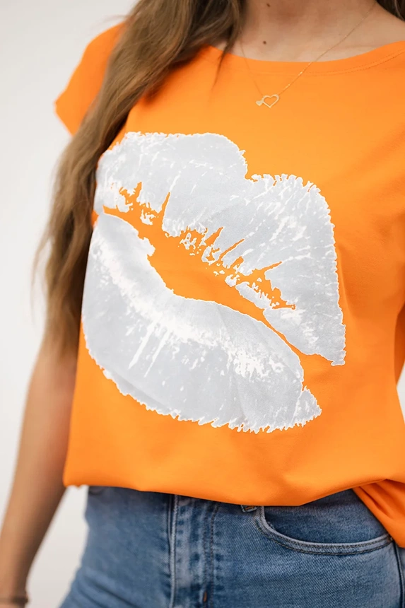 Lippenprint Bluse orange