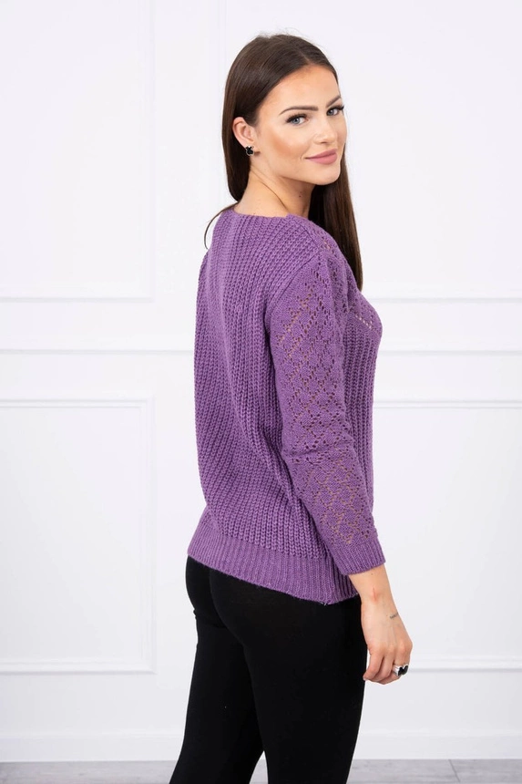 Pullover mit durchbrochener Verzierung lila