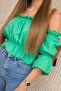 Off-the-shoulder blouse dark green