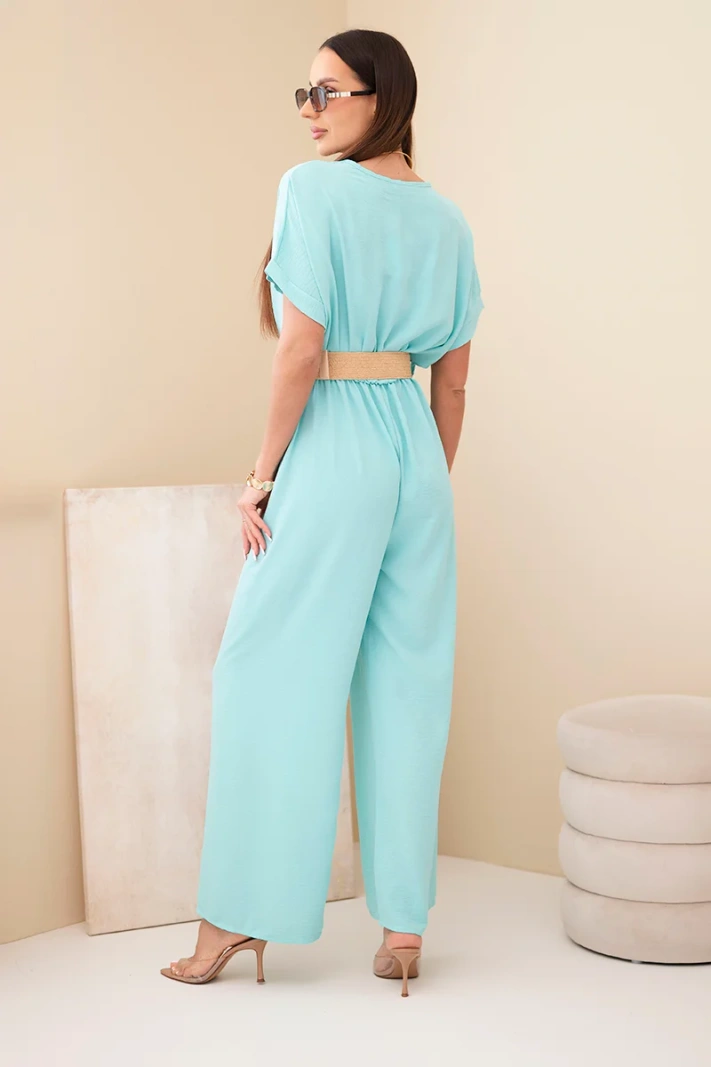 Jumpsuit mit dekorativem Taillengürtel hellmint