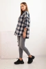 Women's cotton checkered shirt with a distressed effect blue