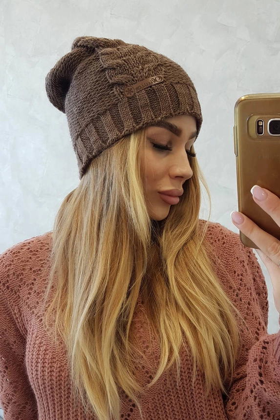 Cap with fleece Ula K271 cappuccino