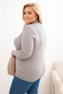 Dámsky sveter Plus Size z viskózy s golierom šedý