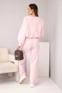 Women's set butter sweatshirt with brooch and straight leg pants dark powder pink