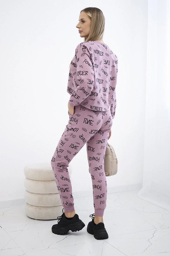 Sada s nápisy tmavě růžová