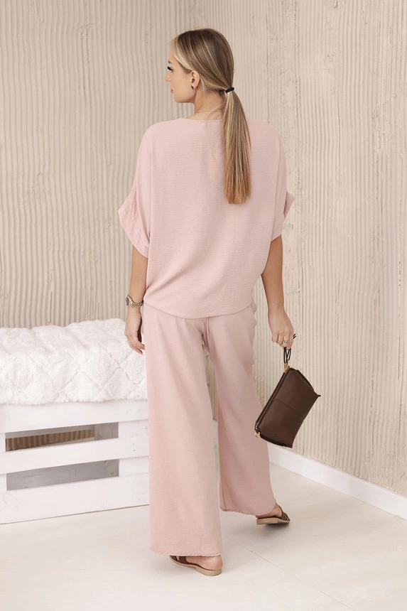 Set of blouses with pants dark powder pink
