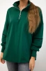 Sweatshirt with zipper and pockets green