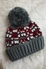 Cap with a pompom Ellen K325 dark gray+red