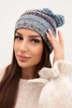 Hat with fleece Krystyna K207 sea+gray
