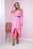 Dress with a decorative belt and an inscription light pink