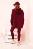 Women's cotton set with a hoodie and high-waisted leggings burgundy