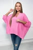 Muslin blouse with rolled-up sleeves dark pink