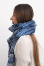 Damen Schal aus weicher und warmer Wolle in bunten Streifen KN19 jeansowy