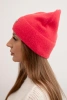 Women's soft alpaca hat with decorative plate raspberry