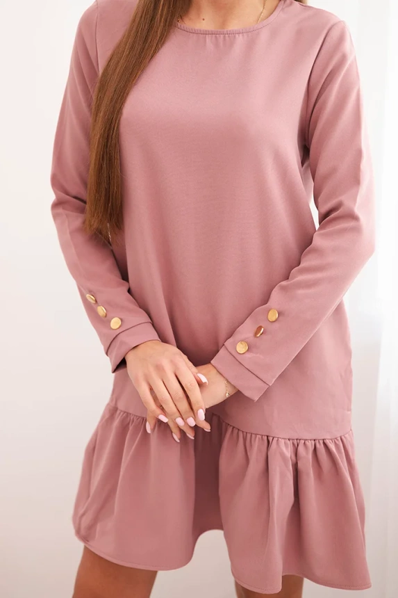 Dress with a flounce dark pink