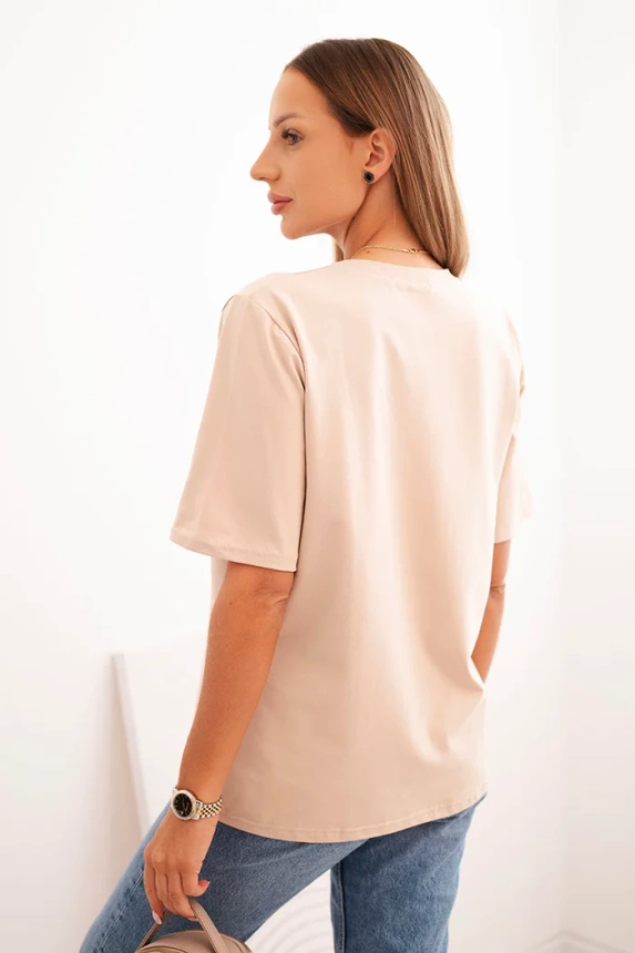 Moteriška medvilninė bluzonė su Minimal spauda bežinė