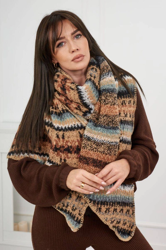 6072 Women's scarf camel + black