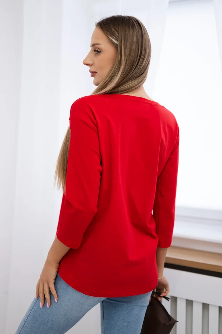 Bluse mit 3D Flamingo Grafik rot