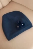 Dámská čepice s ozdobnými kožešinovými květinami elegantní modrá