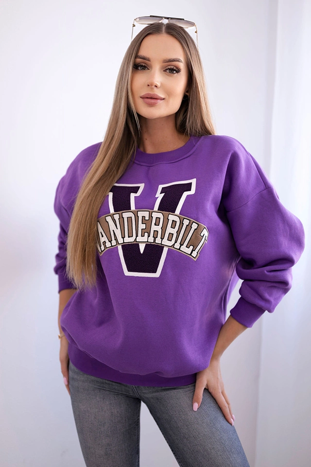 Bluza damska oversize z napisem Vanderbilt fioletowa