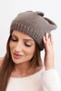 Women's winter hat with ears and ribbed weave K440 mocca