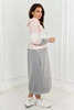 Tricolor dress with hood powder pink + ecru + grey