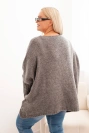 Damenpullover Plus Size aus Acryl mit lockerem Schnitt und 3/4-Ärmeln grau