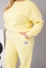 Dámský komplet Plus Size bavlněný s volnou mikinou a kalhotami s širokou nohavicí žlutý