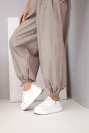 Damen Baumwollhose mit Gummibund und Bindung unten fango