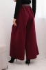 Women's wide-leg pants with a belt burgundy