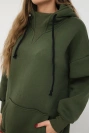 Aufwärmbluse mit halbem Rollkragen khaki