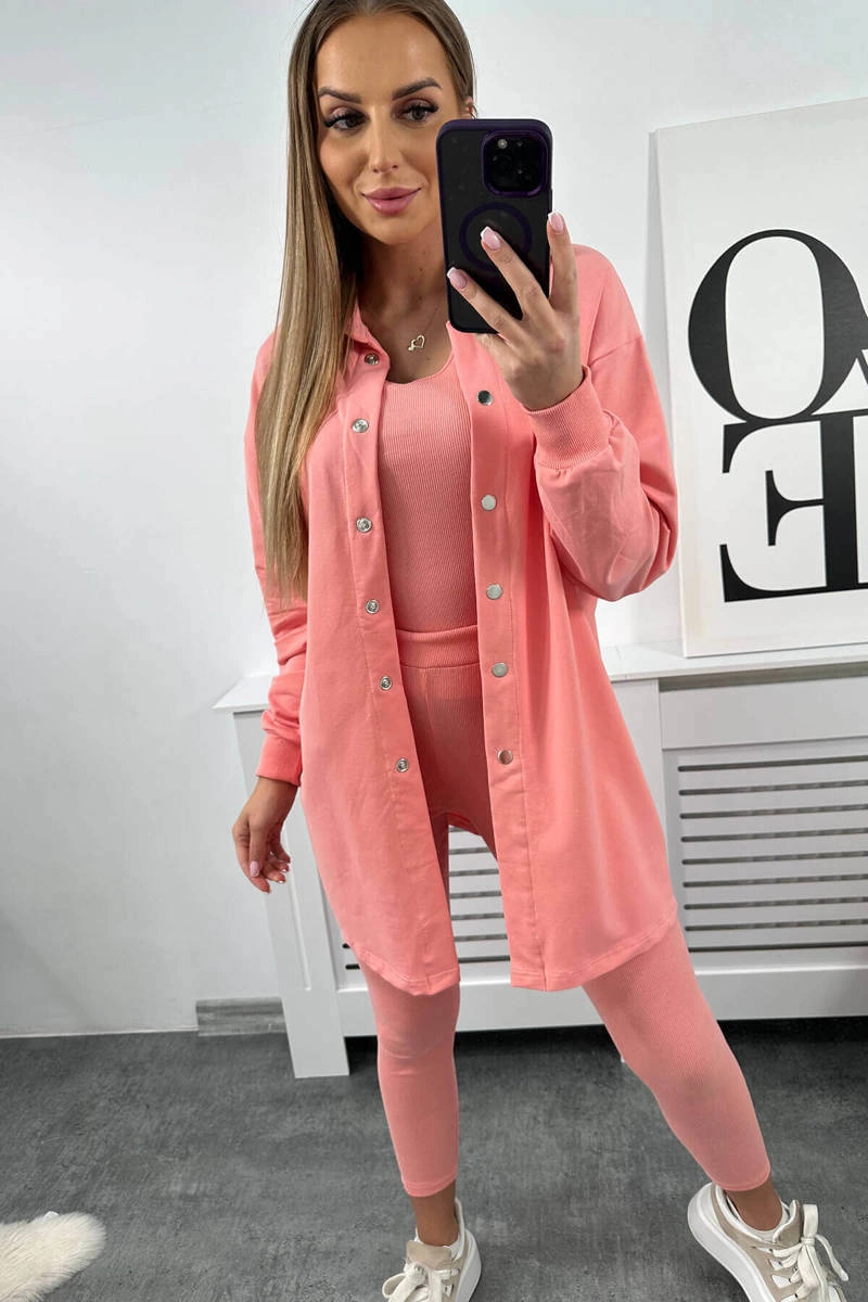 Komplet 3-częściowy bluza, top i legginsy morelowy zdjęcie 4