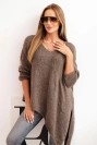 Damenpullover asymmetrisch aus Wolle Plus Size mit V-Ausschnitt fango