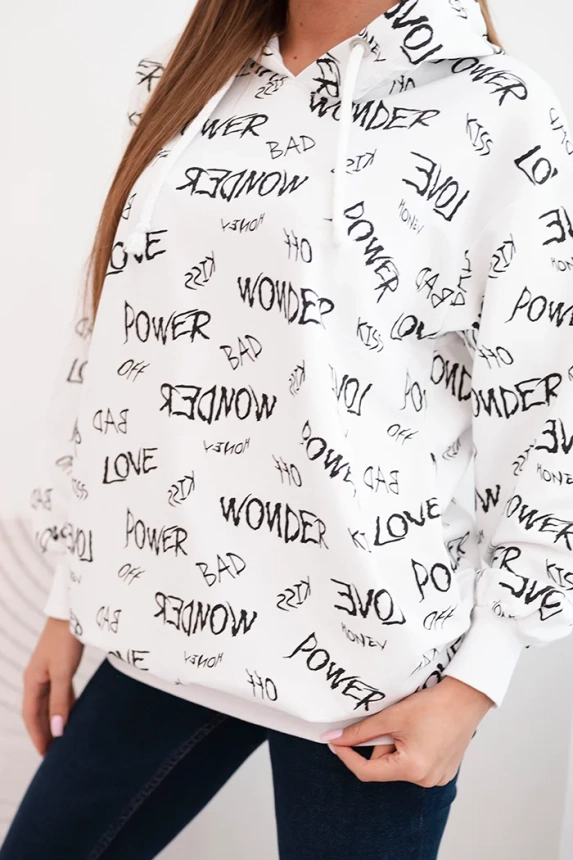 Sweatshirt with inscriptions white