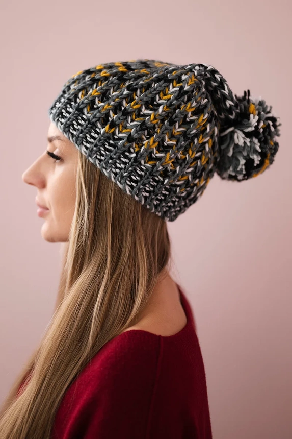 Cap with a pompom Maria K335 dark gray