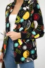 Printed cotton jacket with a button black