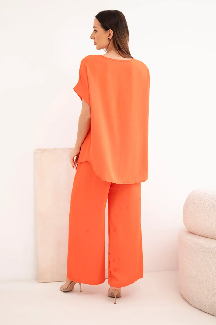 Set with necklace blouse + pants dark orange
