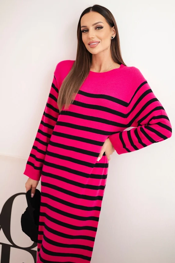 Women's striped sweater dress pink