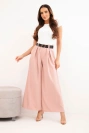 Damenhose mit weitem Bein und Gürtel dunkel pudriger Rosa