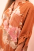 Women's cotton blouse with floral pattern and buttons, ginger