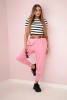 Pants with belt and pockets buttery-fabric pink