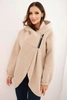 Damenpullover mit Kapuze und asymmetrischem Reißverschluss beige